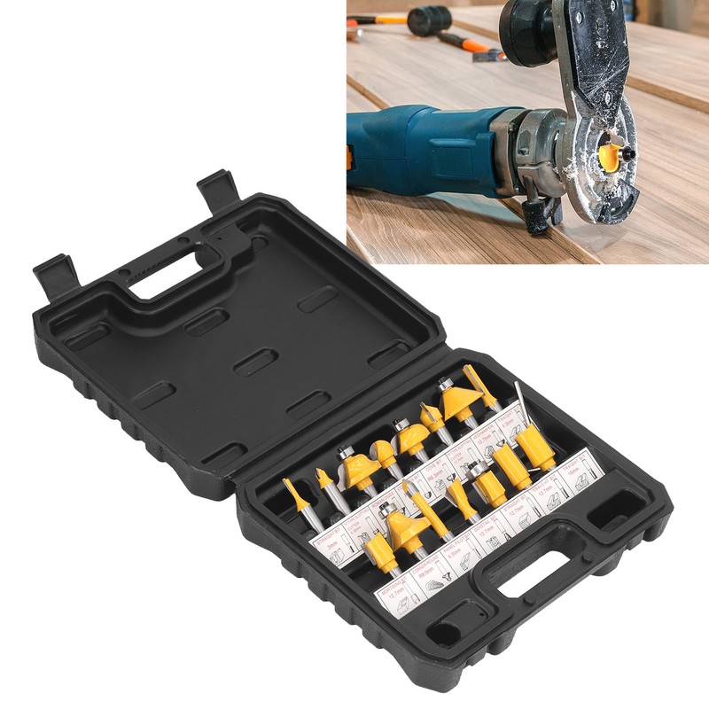 15Pcs Router Bit Straight Slotting Router Bit Cutter Tool Set