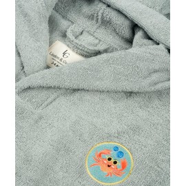 PandaHome Linden & Green Children's Bath Poncho, Terry Cloth Poncho for Boys and Girls, 100% Cotton, Dressing Gown with Hood, Quick-Drying, Soft, Absorbent Bathrobes, 400 g/m², Green