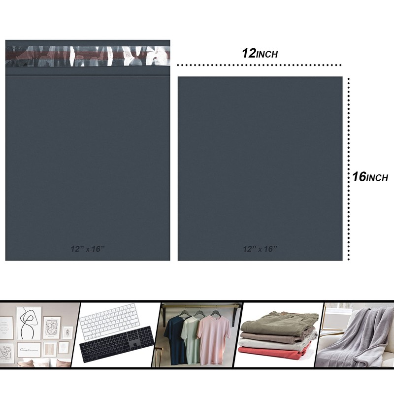 50 Mixed Size Grey Mailing Bags, Self Seal Strong Waterproof