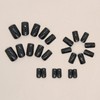 Medium Length Press on Nails,Coffin Shape Fake Nails,Black Solid Color