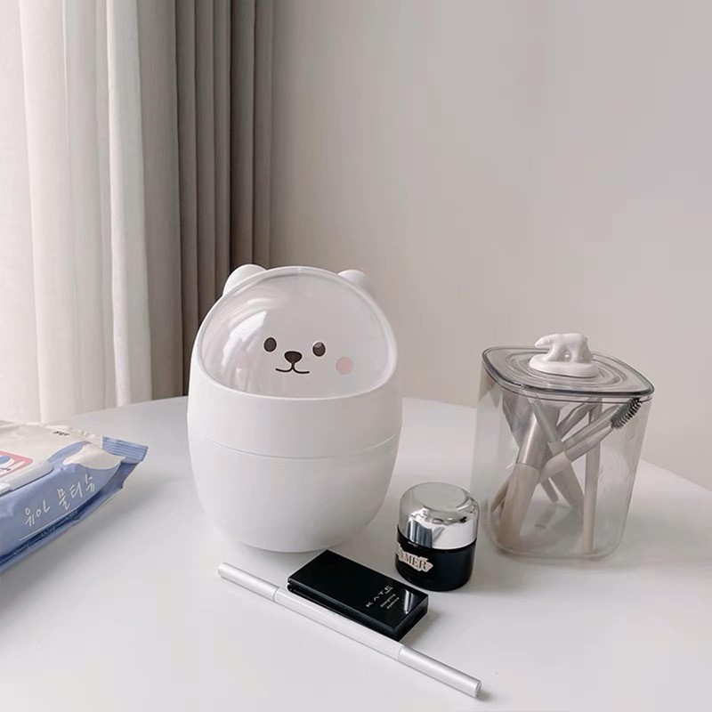 JVHLOV Desktop Trash Can with Lid, Mini Desktop Bin, Plastic