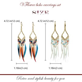 NEEBAOLY Gold Bohemian Nickel Earrings Set with Feather Tassel for Women