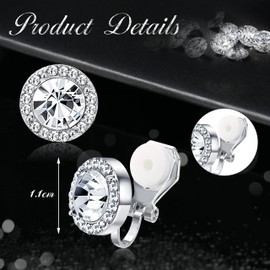 Sanfenly Elegant Clip on Earrings for Women Crystal Teardrop Wedding Earrings Clip on Rhinestone Formal Chandelier Earrings for Brides Bridesmaids Non Pierced Jewellery