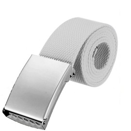 Trimming Shop Unisex Webbing Belt Webbed Canvas Strap Metal Flip Closure Buckle Adjustable Army Style Waist Band Outdoor Utility Wear, 51inch x 3.8cm, Grey