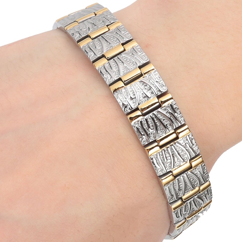 Golden Men Bracelet Fashionable Magnet Hand Chain Stainless Steel Pain