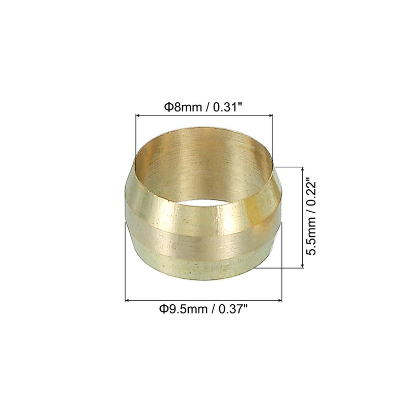 PATIKIL 8mm ID Compression Sleeve Ferrules, 24 Pack Brass Sleeve