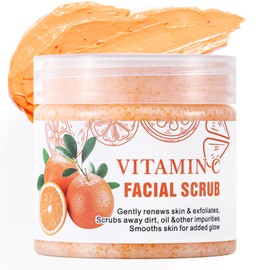 Vitamin C Exfoliating Facial Scrub, Vitamin C Face Exfoliator for All Skin Types, Clears Blackheads, Removes Dirt and Oil to Smooth Skin, Moisturizing and Exfoliating Scrub, Deep Cleansing Face Scrub