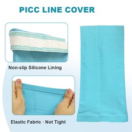 Arm PICC Line Sleeve Protector, Elbow Breathable Cast Nursing Cast Cover Supplies for Arm Circumference 12.2"-14", Cyan (L)