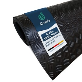 diconfa Rubber Mat Hammered Mat 3 mm Thick Width 0.05 m to 1.6 m Length 0.05 m to 10 m Choice 30 x 65 cm (300 x 650 mm) UV-Stable Low Odour Non-Slip Checker Plate Mat Checker Mat
