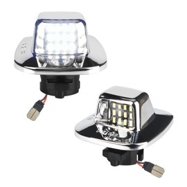 MbuyDIY LED License Plate Light Lamp Assembly Compatible with 1988-1999 Chevy C1500 K1500 Silverado Sierra Pickup Tahoe Yukon Blazer S10 Sonoma S15 Chrome Housing 6000K White, Pack of 2