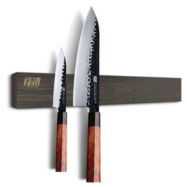 FINDKING Ash Wood Magnetic Knife Strip, Magnet Utensil Holder for Wall, Refrigerator, Wooden Rack for Kitchen Knives, No Drill, Dark Brown, 12/16/18 Inches (Without Knives) - Color: 16 inches