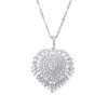 White Gold Set Rhodium Plated with Cubic Zirconia Heart Pendant