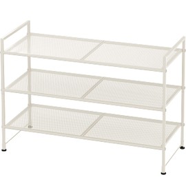 Simple Houseware 3-Tier Stackable Mesh Shoe Rack, White