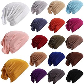 Xaztr 18 Pieces Hijab Undercap Scarf Hijab Cap Unisex Dreadlock Cap Turbans Women Stretch Under Caps Solid Color Woman Hijab Cap