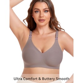 Vinfact Smooth Nursing Bras for Breastfeeding Seamless Maternity Bras for Pregnancy Wireless Bralette with Extra Bra Extender - Small, Gray