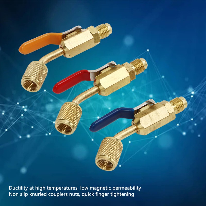 6PCS Refrigerant Angled Compact Ball Valve Fit for R410A R134A