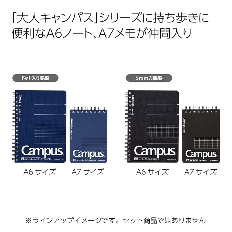 Kokuyo M364BT-DBX3SET Campus Twin Ring Notebook, Dot Ruled, Cut-Off, A7,