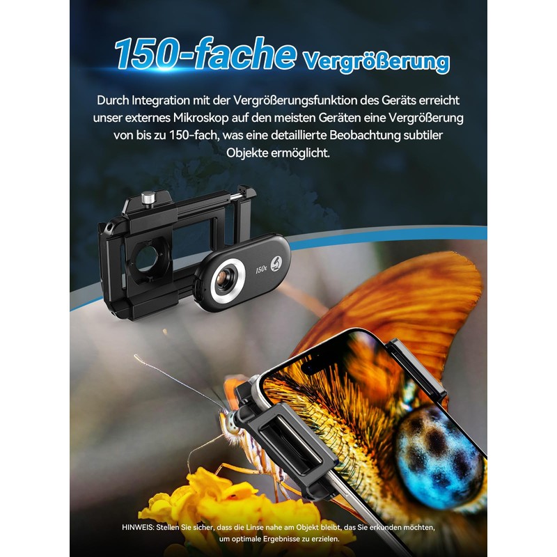 APEXEL 150X Mini-mikroskop für Smartphone-Kamera,Handy mikroskop für Smartphone,Explore Micworld with