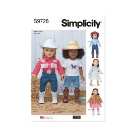 Simplicity 18" Doll Clothes Sewing Pattern Kit by Elaine Heigl Designs, Code S9728, Multicolor