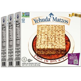 Yehuda Passover Matzo, 1lb (3 Pack) | Crisp & Airy Square Matzo Crackers | Just 2 Ingredients | Kosher for Passover