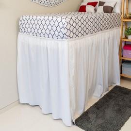 Cottington Lane Ruffled Dorm Room Bed Skirt Twin XL 42 Inch Drop, Hotel Quality Premium 1800 Brushed Microfiber Twin Extra Long College Dust Ruffle, White