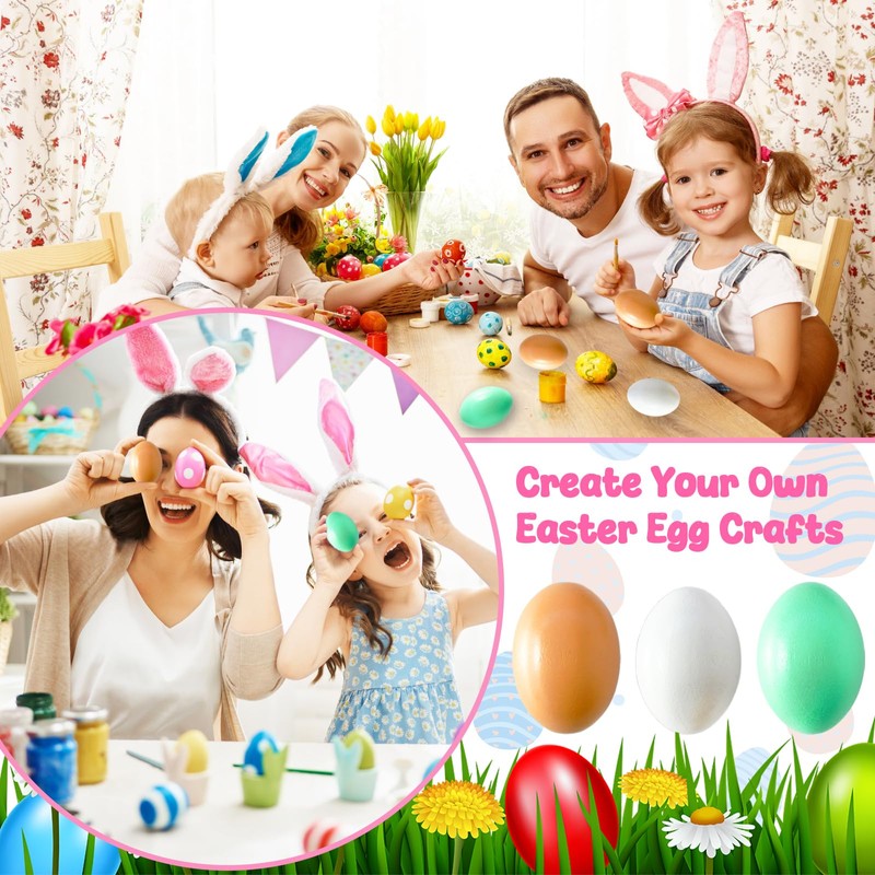 18 PCS 3 Colors Wooden Fake Chicken Eggs,Wood Nest Egg