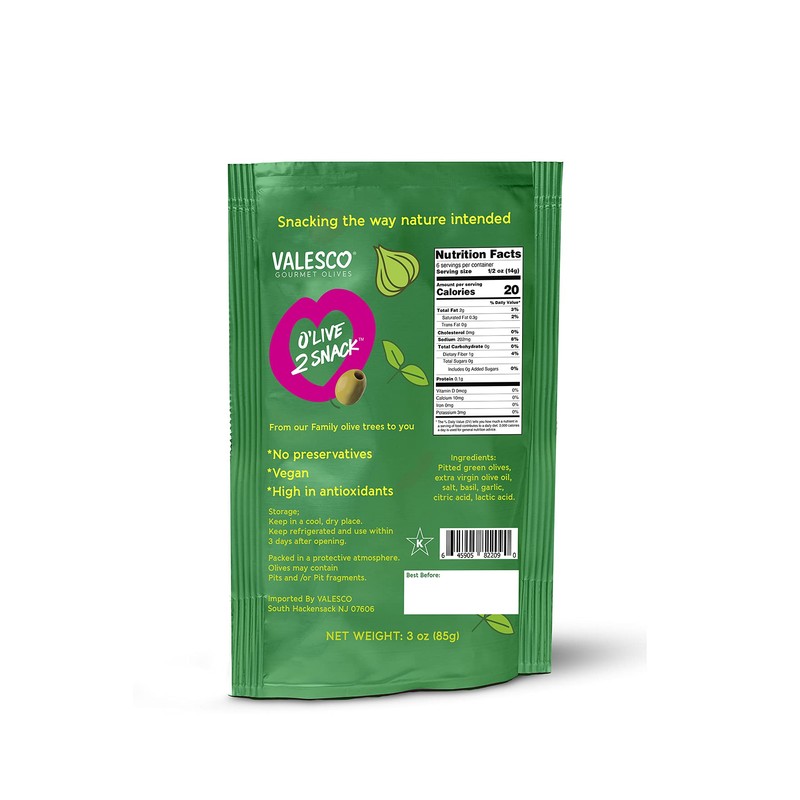 Valesco, O'Live 2 Snack Pitted Olives Variety Pack, 6 Flavors,