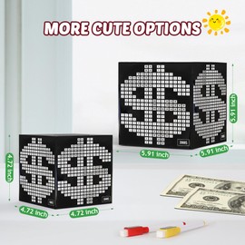 Primo Lines Piggy Bank for Adults,10k Savings Challenge Box, 5.91inch Money Saving Box 10,000 with Counter for Savings Goal $3000 $5000, Unbreakable Metal Cash Box with Money Target, Kakeibo Money Box