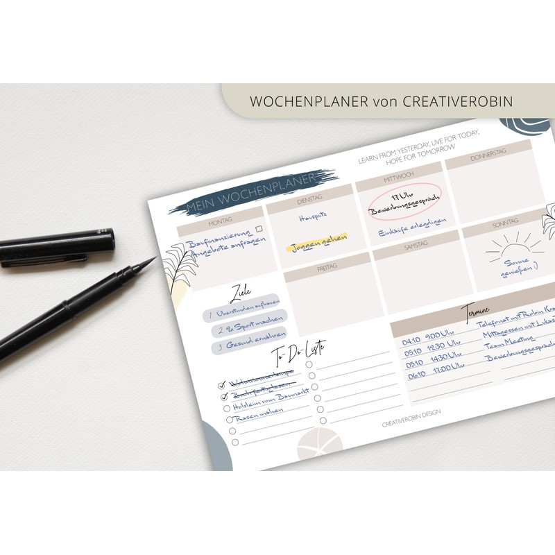 Weekly Planner Pad A4 with 50 Sheets I CreativeRobin