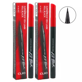 Clio 클리오 수퍼프루프 펜 라이너 0.55mlx2개 [블랙x2개] Clio Superproof Pen Liner 0.55ml x 2 [Black x 2]