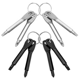 Bestgle 8 Pcs Portable Keychain Screwdriver Set Mini Pocket Key Chain Phillips Slotted Head Screwdriver with Key Ring, EDC Outdoors Travel Multifunction Repair Kit (2 Pairs Black + 2 Pairs Silver)