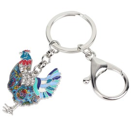 DOWAY Cute Farm Chicken Hen Keychain Chicken Gifts Car Key Charms Pendant Keyring for Women Girls Gift (Blue)