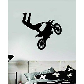 Boop Decals Dirtbike Trick V2 Wall Decal Sticker Vinyl Art Bedroom Room Decor Decoration Teen Boy Girl Ride Bike Race Cruise Off Road Cross Country Motorcycle Wheel Engine Moto X Auto Brap