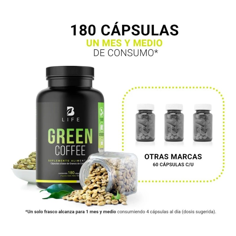Caf Verde 100 Puro 180 Cpsulas. B Life Green Coffee