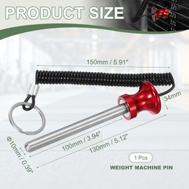 YELARXI Weight Stack Pin, Weight Gym Pin Strength Training Equipment Replacement with Pull Rope, 0.4 x 3.9 Inch Fit for Commercial Home Gym Club Machine Accessories (Red)