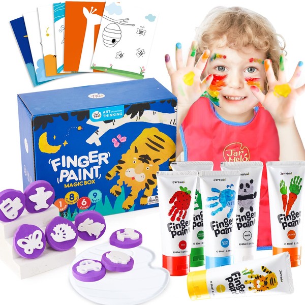Jar Melo Finger Paint Kit for Toddler; Safe and Non-Toxic Washable Paint ;6 Colors Kids Finger Paint Set,;Art Paint Suppliers Gift for Kids£»Art and Crafts