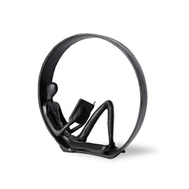 Book Shelf Decor - Reading Figurines and Statues, Cast Iron Figurines, Bookcase Decor Items, Shelf Accessories, Gifts for Readers