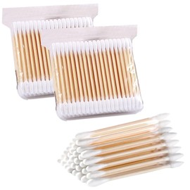 Cotton Buds Pack of 200+ Bamboo with Wooden Handles Sustainable for Make-Up Clean Care Ear Cleaning Wound Care Cosmetic Tool Double Head Biodegradable Environmentally Friendly