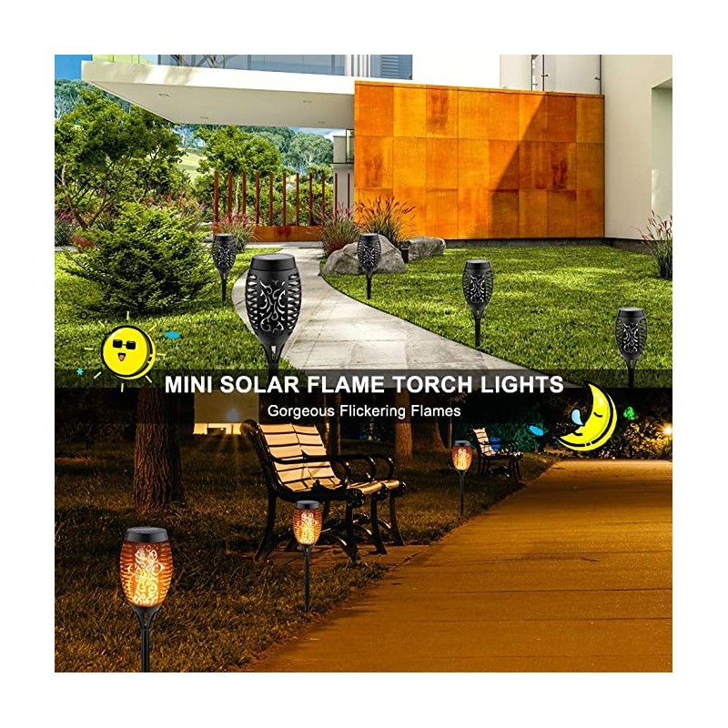 Solar Torch Light with Flickering Flame, 6 Pack Torches Solar