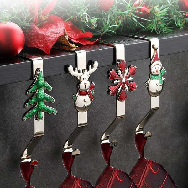 CeleCily Christmas Stocking Hangers for Fireplace Christmas Stocking Holders for Fireplace Christmas Stocking Hooks for Fireplace Stocking hangers 【Non-Slip】 Stocking Holders for Mantle Decoration