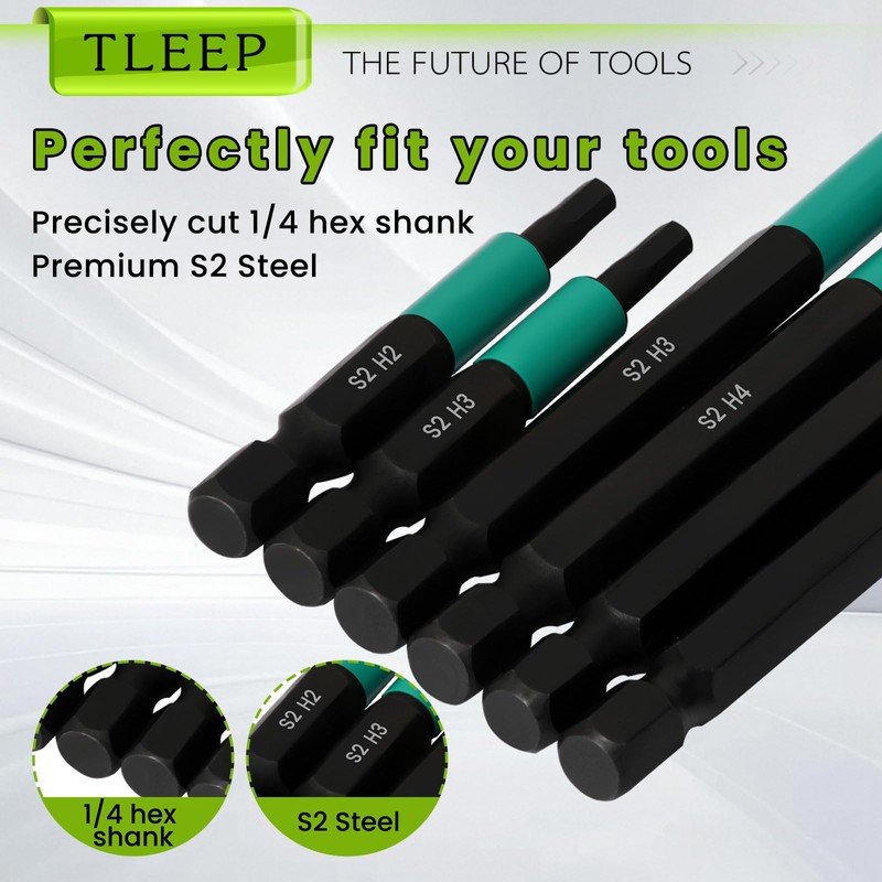 TLEEP Impact Drill Allen Key Set 50mm+90mm+150mm Long, Allen Wrench