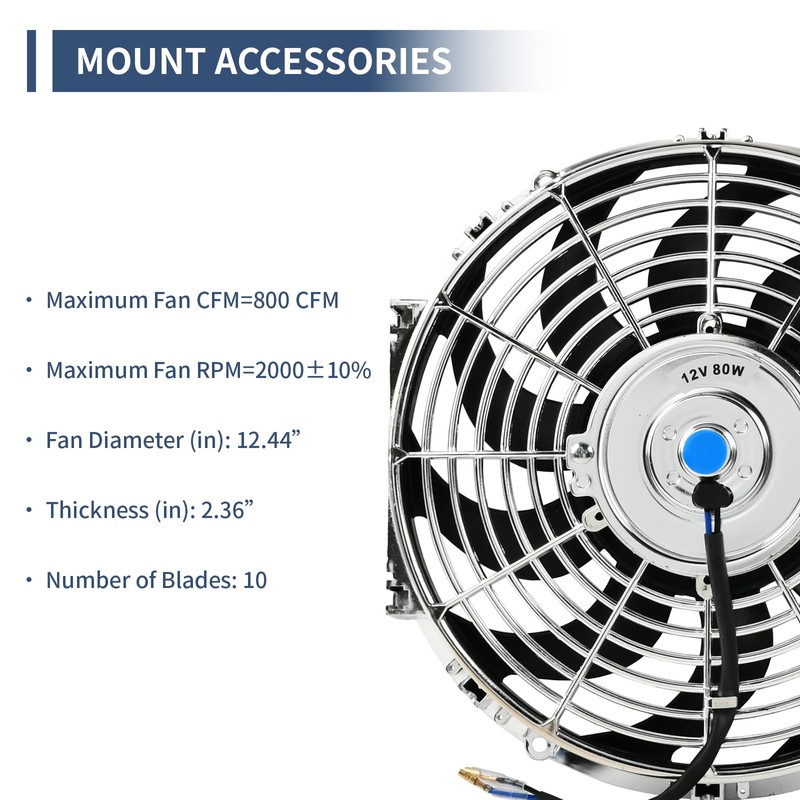 12 Inch Chrome Slim Fan Push Pull Electric Radiator Cooling