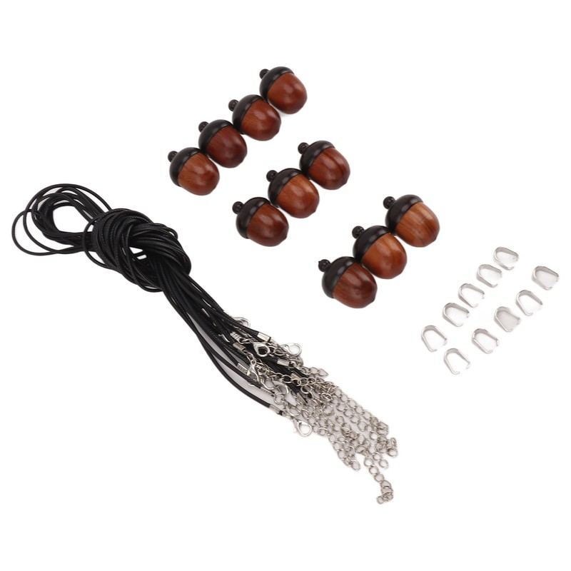 10PCS Wooden Nut Acorn Pendant Necklace Acorn Box Clasp Nylon