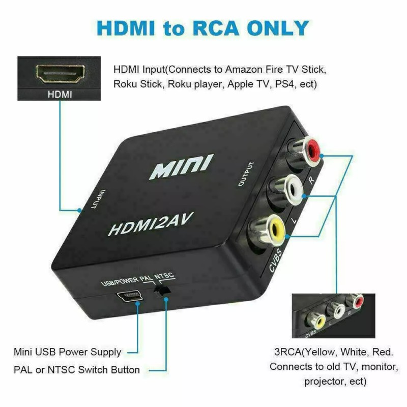 Unbranded HDMI To RCA AV Adapter Converter Cable CVBS 3RCA