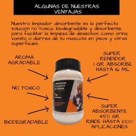 Limpiador Absorbente De Orina Y Desechos Perros Gatos 425gr Esencia Naranja