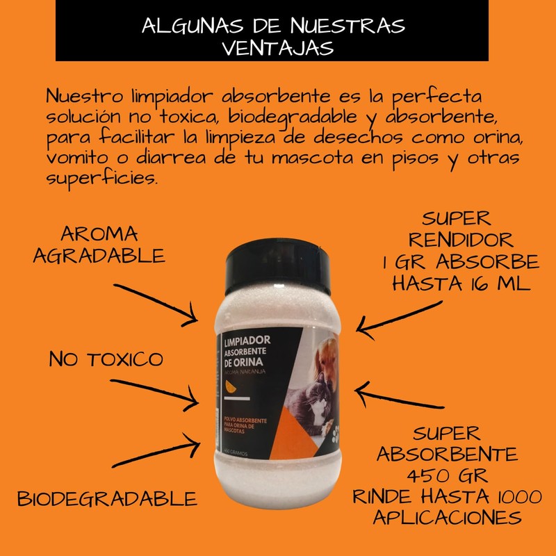 Limpiador Absorbente De Orina Y Desechos Perros Gatos 425gr Esencia