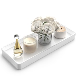 Gurygo 12" Countertop and Vanity Tray - Kitchen Tray for Soap Bottles - Rectangular Vanity Tray for Bathroom - Vanity Trays for Bathroom - Kitchen Soap Dispenser Tray,White