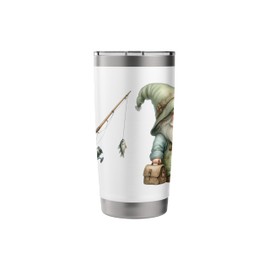Gnome Fishing Green Fishing Hat Boat Fishing Rod Fisherman Stainless Steel Insulated Tumbler