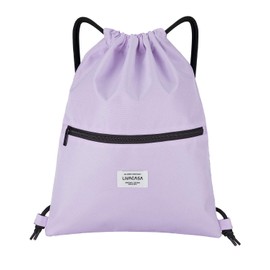 LIVACASA Gym Bag with Zip Inner Pocket Sports Bag Waterproof Hipster Bag Side Pocket Gym Bag Lined Backpack with Adjustable Drawstring Gym Bag for Men and Women, Purple