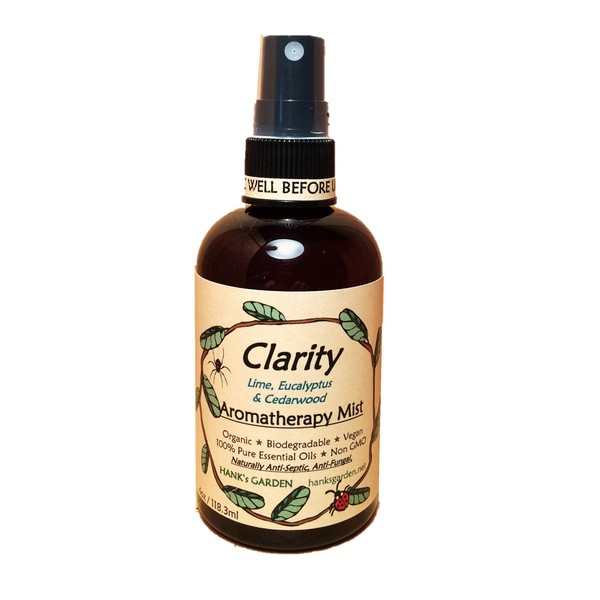 CLARITY Aromatherapy Body and Room Spray Mist - Lime, Eucalyptus & Cedarwood Essential Oils - Organic, Cruelty Free, Vegan, Biodegradable, Non GMO (4 oz Refill)